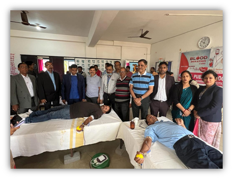 Donors at the joint plantation and blood donation camp, Royal Public School, Kesura.